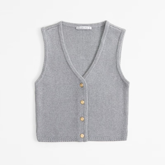 Abercrombie & Fitch Sweaters - Abercrombie & Fitch Women’s Mara Button-Up Sweater Vest Grey XS